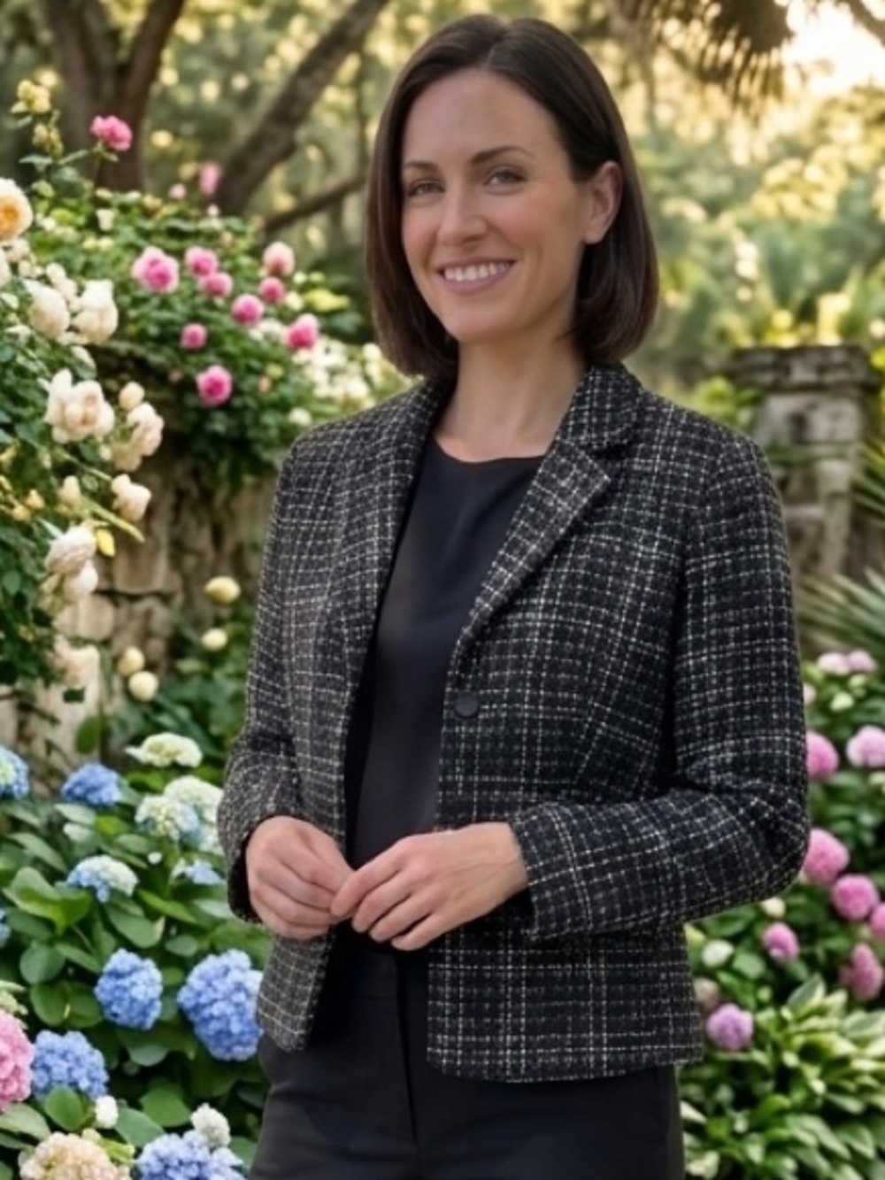 Coldwater Creek Black & White Tweed Cropped Blazer